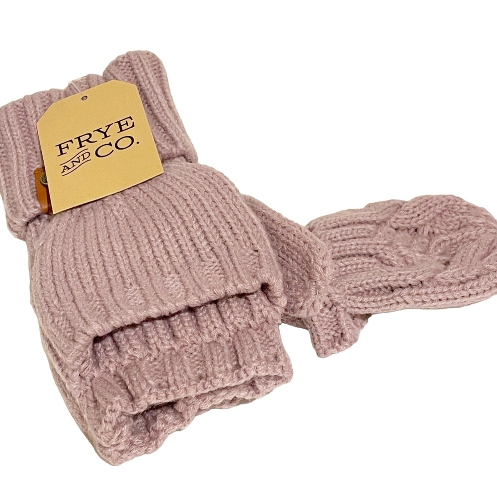 Frye‎ & Co Womens Light Purple Cable Knit Pop Top Mitten Gloves NEW